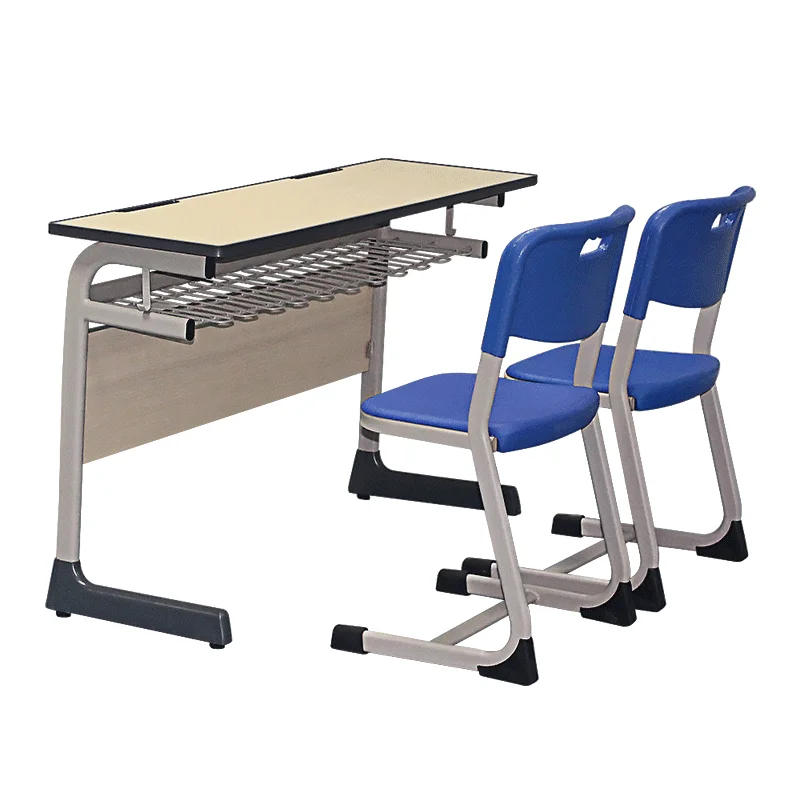 School Furniture Double Metal Primary Middle High School Plastic School Desk and Chair Set