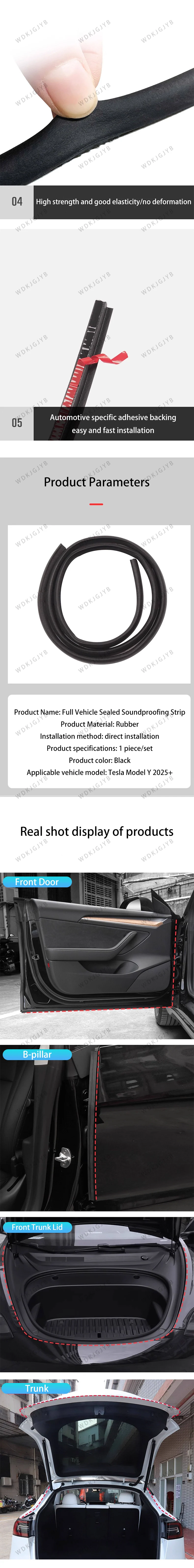 For Tesla Model Y Juniper 2025+ Door Sealing Soundproof Rubber Sealing Strip Sunroof Sealing To Reduce Wind Noise Soundproof Kit