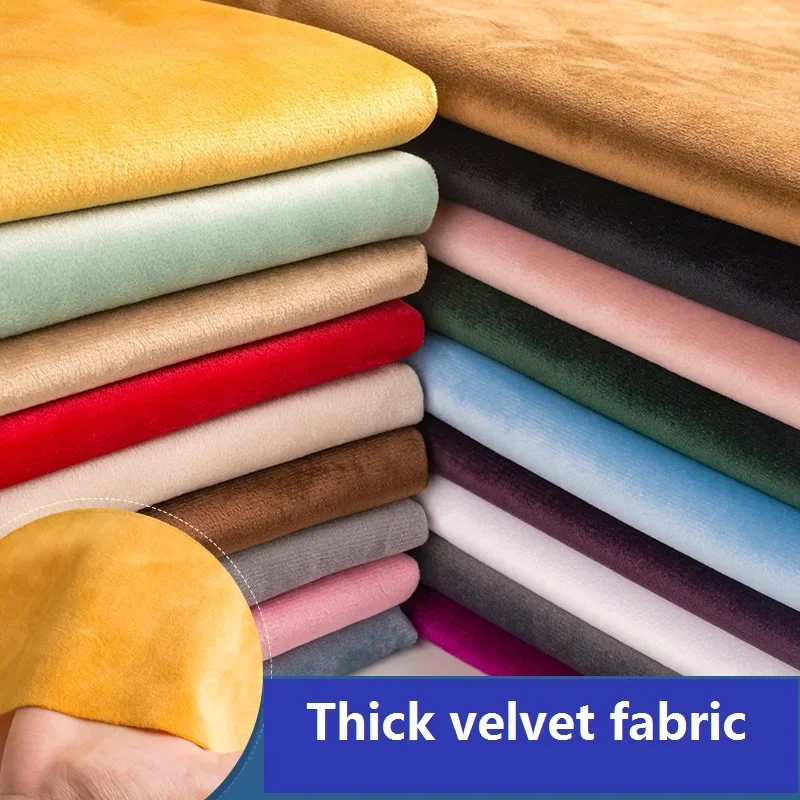 50x155cm Velvet Fabric Thicken Flannel Plush Sofa Fabric Pillow Tablecloth Curtain Gold Velvet DIY Apparel Sewing Fabric 350 G/m