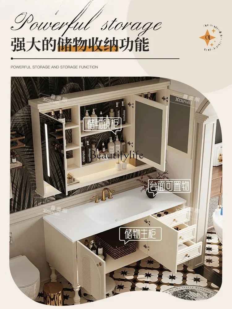 

yj21 French bathroom cabinet combination hand washbasin floor-to-ceiling bathroom cabinet