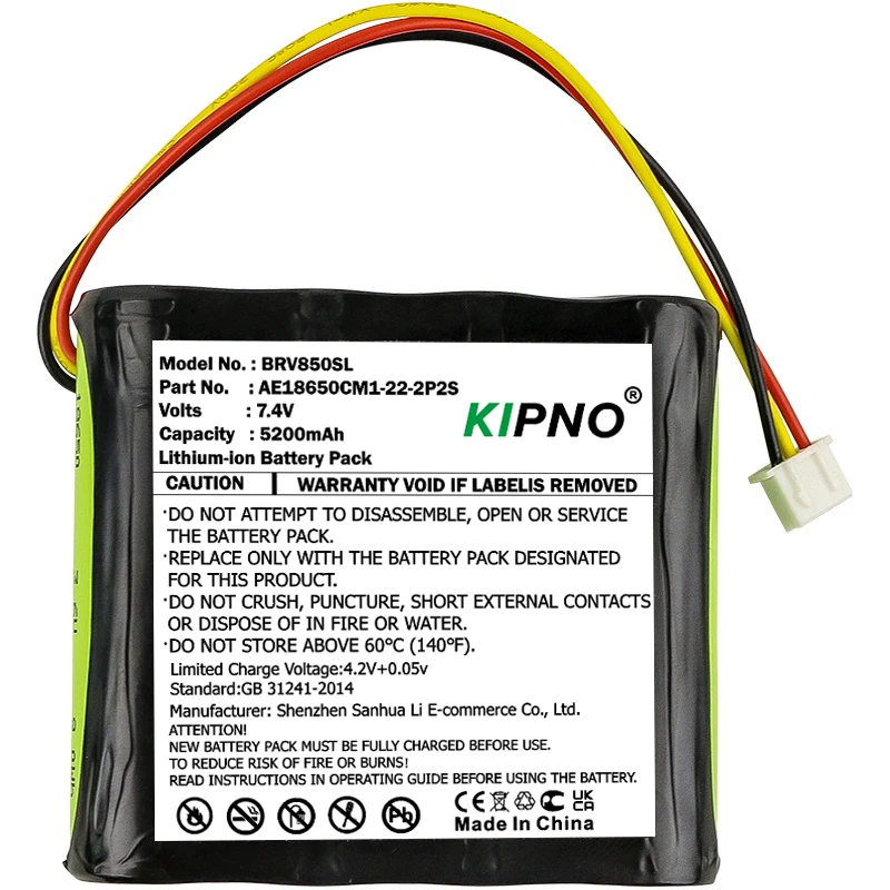 

KIPNO Li-ion Speaker Battery for Braven Klipsch,7.4V,5200mAh,850 BRV-HD KMC1,J177/ICR18650-22PM AE18650CM1-22-2P2S