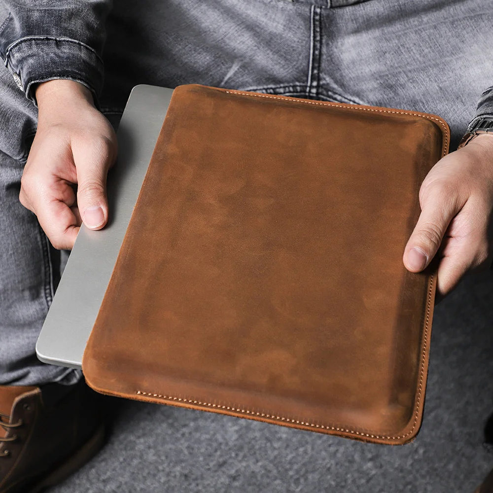 CONTACTS FAMILY Funda de piel auténtica para portátil Macbook Pro Air 13 14 16 M4 M3 M2, funda para HP DELL XPS 13, bolsa para ordenador para hombre