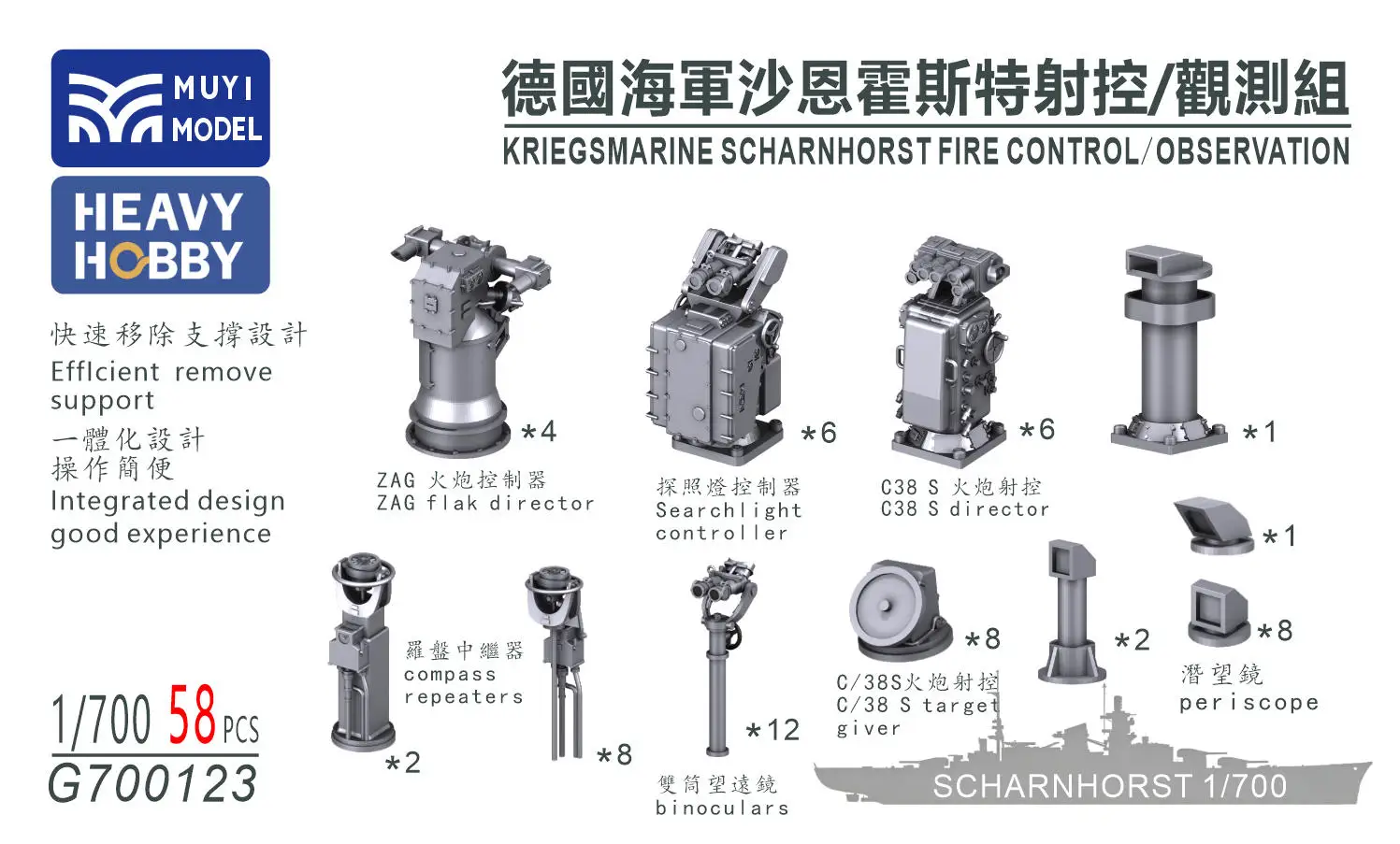 MUYI MODEL G700123 KRIEGSMARINE SCHARNHORST FIRE CONTROL/OBSERVATION