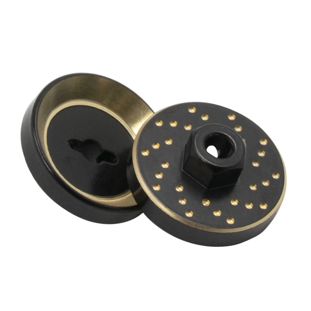 2ชิ้นล้อ AS Roda depan ทองเหลืองอะแดปเตอร์ฮับหกเหลี่ยมดิสก์เบรกถ่วงน้ำหนักสำหรับ TRX4M TRX4-M 1/18รถตีนตะขาบ RC ชิ้นส่วนอัพเกรด