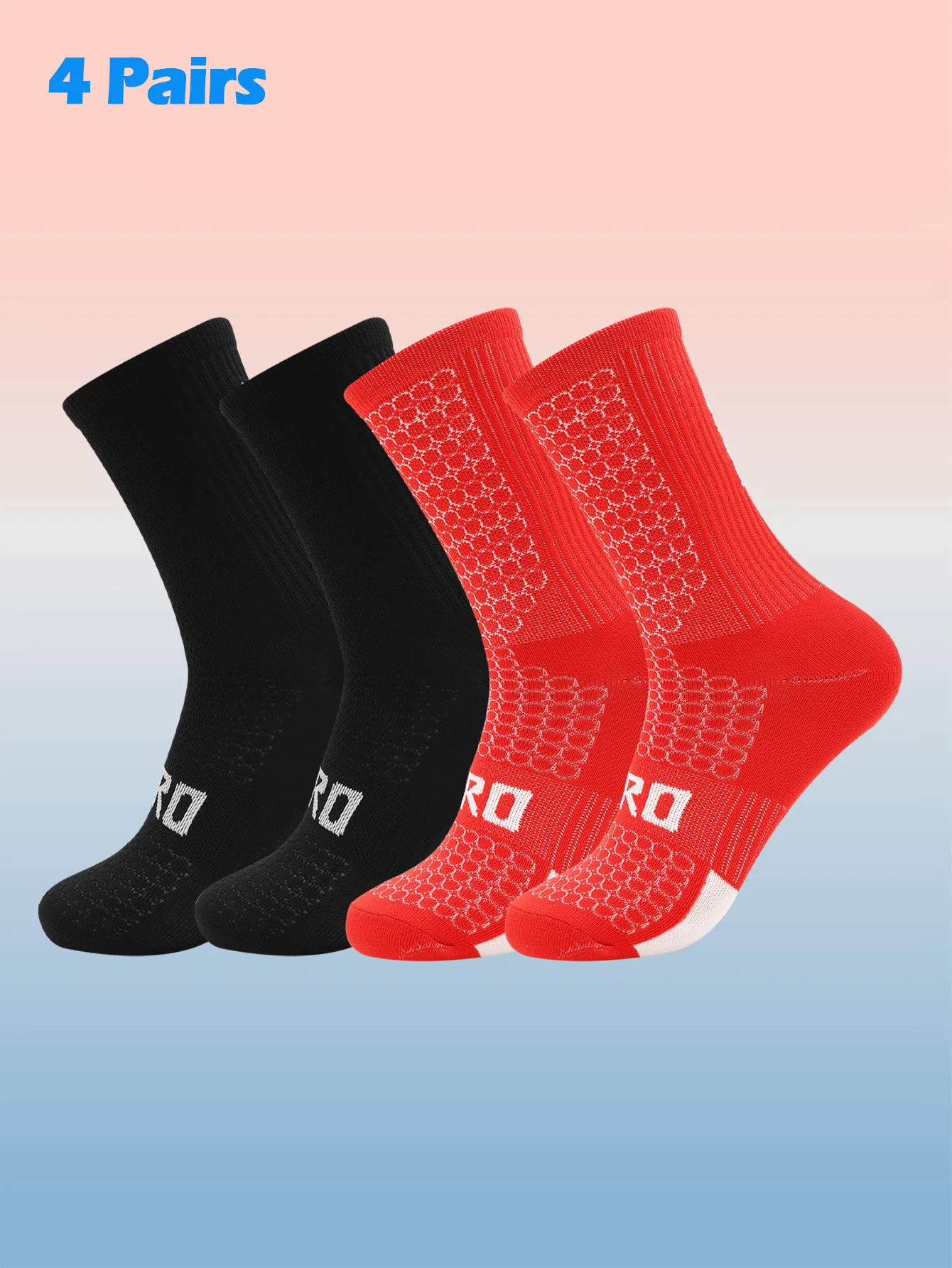 4er-Pack Sport-Radsocken, bunte Anti-Geruch-Sportsocken zum Laufen, geeignet zum Radfahren, Laufen, Wandern, Sport, Fitnessstudio,