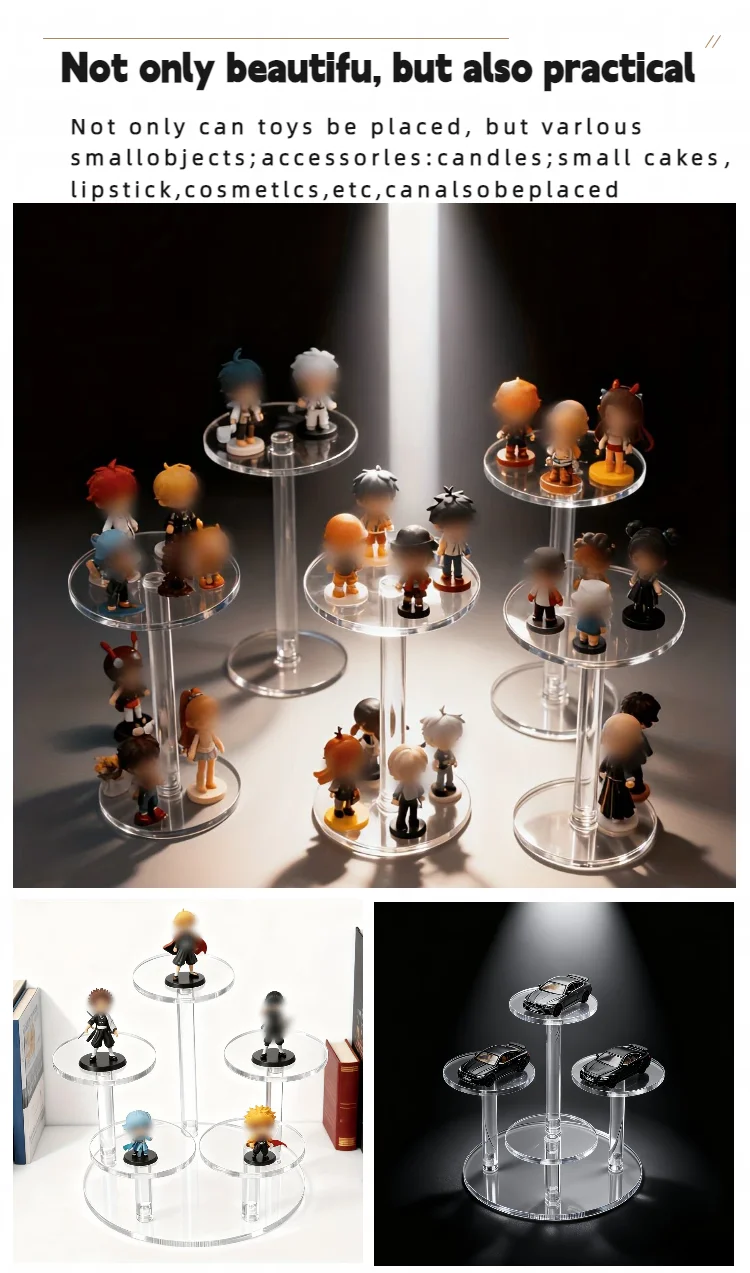 Multifunktionales, transparentes, langlebiges Acryl-Display-Regal, geeignet zum Platzieren von Schmuck, Cupcakes, Parfüm, Puppen, Aufbewahrungsregal. – Detail 10