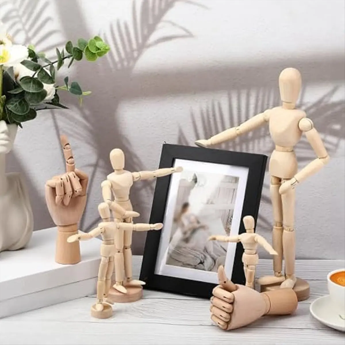 A72P 6Pack Artist Wooden Mannequin,4.5/5.5/8/12Inch Drawing Figure Model Wooden Hand Model 7Inch Left and Right Hand Model
