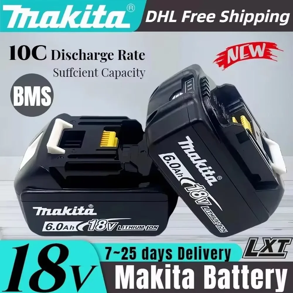 

Makita 18V Battery BL1830B L1850 L1860 L1860B Original Makita 18V 6.0Ah Rechargeable LI- ion Tool Battery With Charger