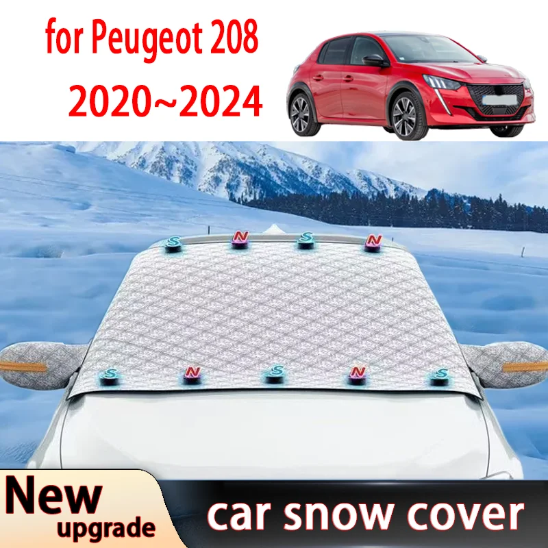 

for Peugeot 208 2020-2024 Car Snow Shield Shade Outdoor Winter Front Windshield Window Freeze Cover Sunshade Accessories