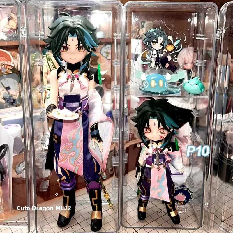 خزانة عرض Ob بارتفاع 2 سم لدمى BJD، صندوق تخزين صغير الحجم للتماثيل مع إضاءة ليلية ونهارية، منظم تخزين للتحف