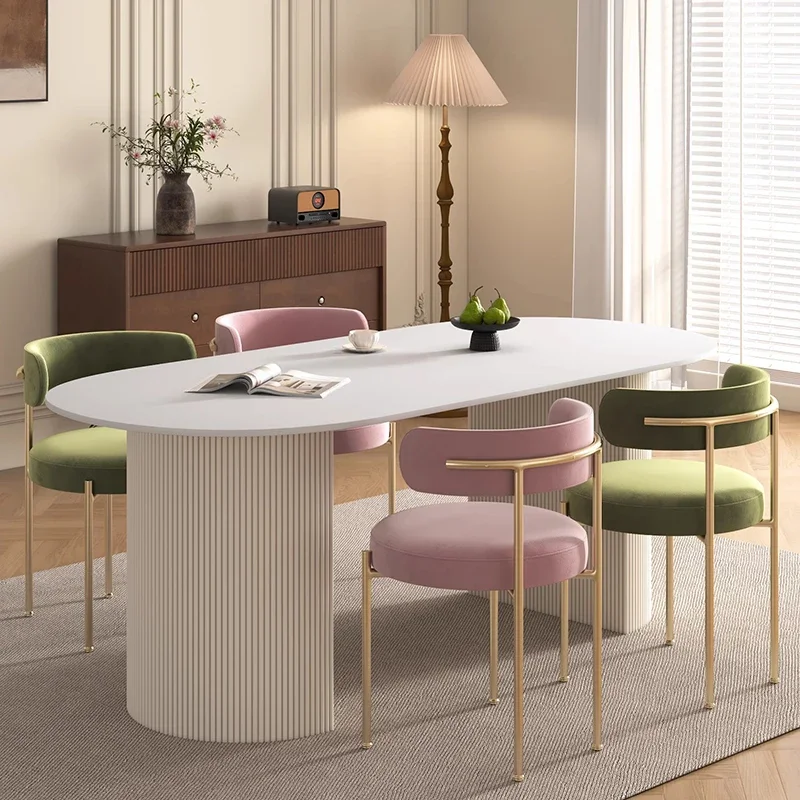 

Oval Modern Dining Table Kitchen Unique Nordic Italian Salon Dining Table Luxury White Design Mesas De Jantar Home Furniture