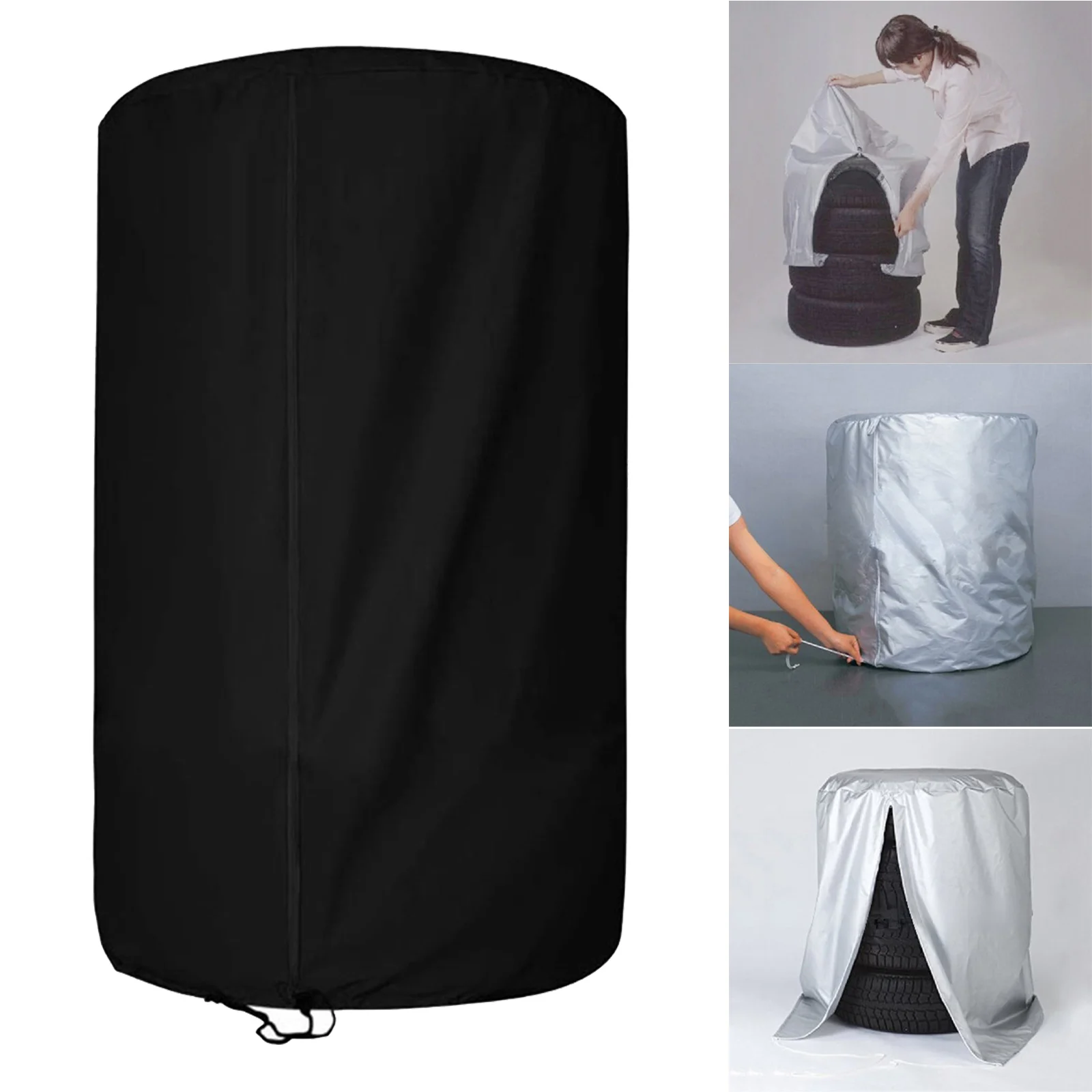 

Large Tire Storage Cover 4 Tires Stacked Outdoor No Fading Anti-Uv Spare Tire