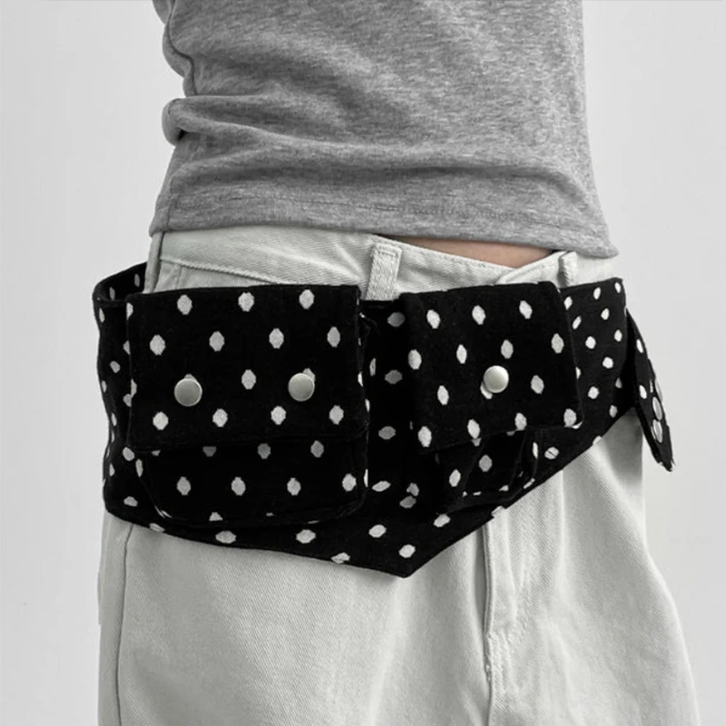 

Y2k Punk Waist Belt Hot Girl Retro Adjustable Snap Belt Polka Dot Waist Bag All-match Street Style Motorcycle Pocket Girls New