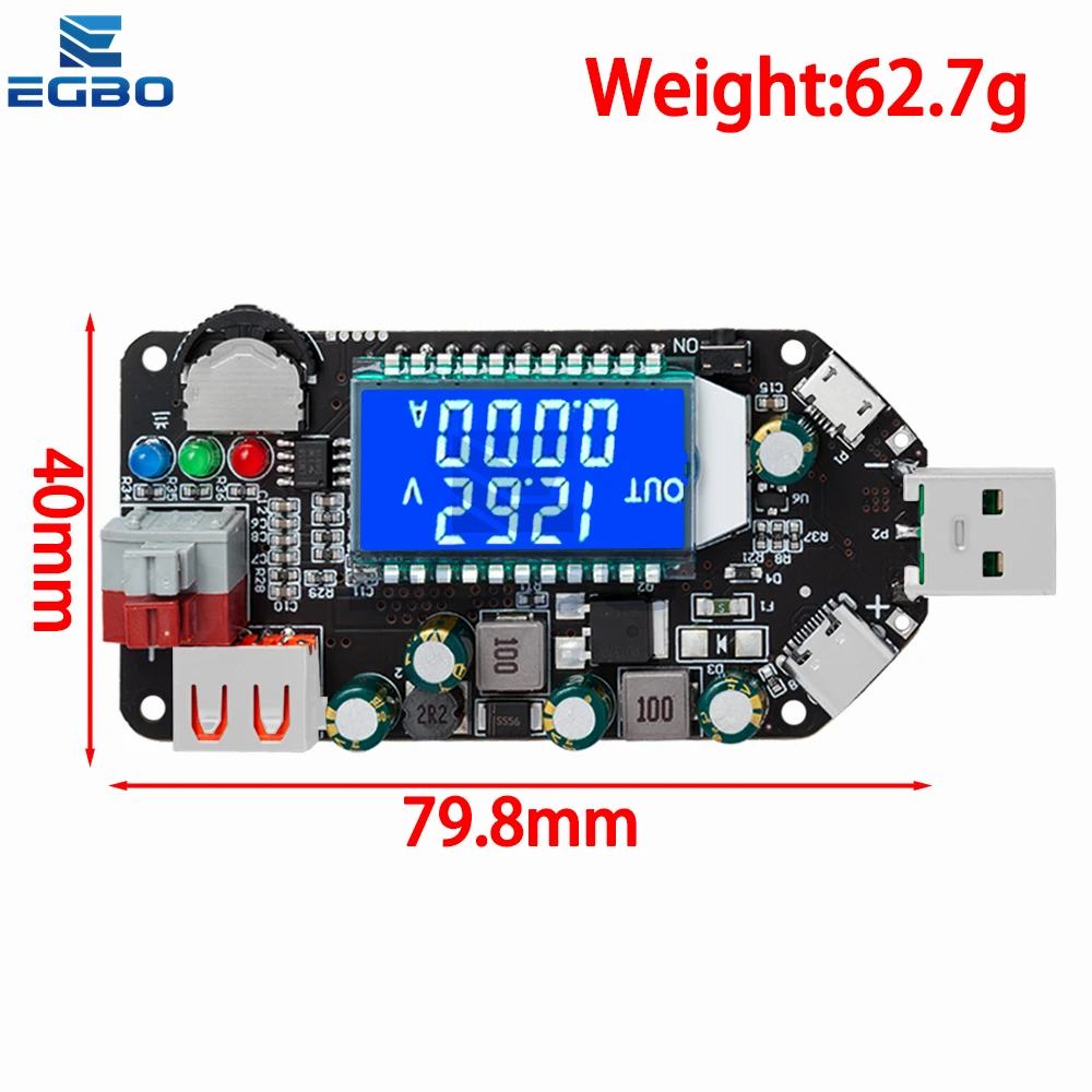 CNC USB TYPE-C DC DC Converter CC CV 1-30V 2A 15W Power Module Adjustable Regulated power supply QC2.0 3.0 AFC