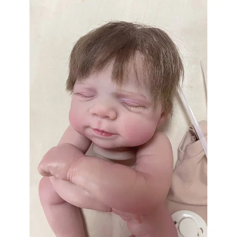 19inch Already Painted Reborn Doll Kit Pascale with Rooted Hair Bebe Reborn Doll Parts with Body and Eyes Visible Veins