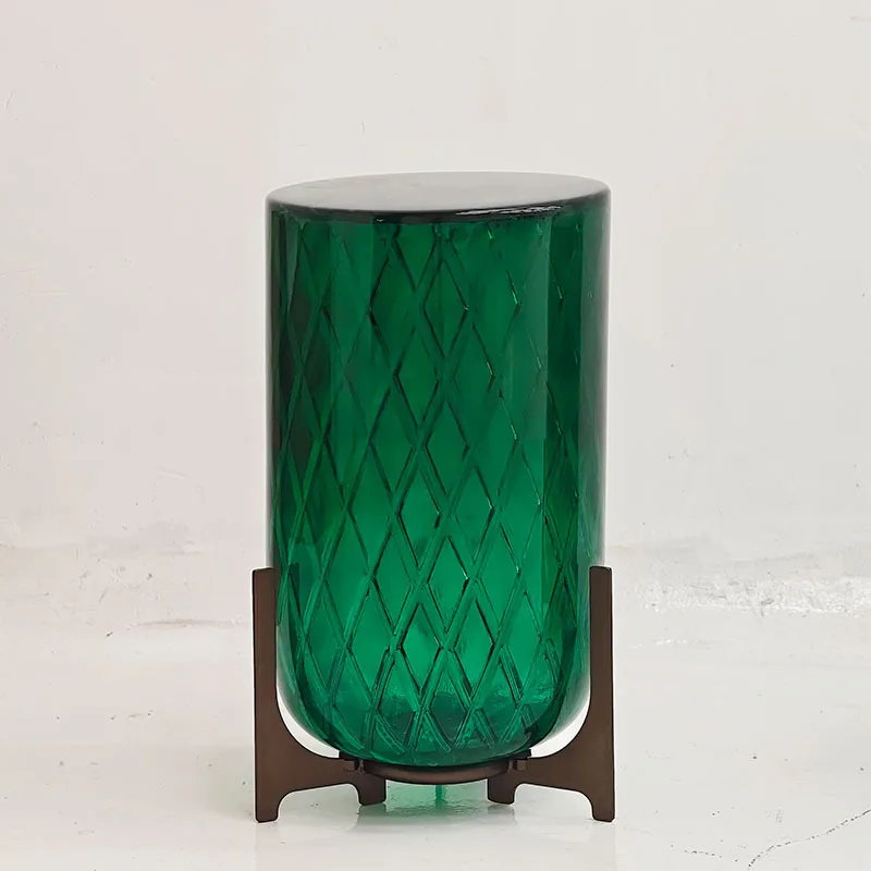Retro creative emerald combination edge sofa bedside corner resin small coffee table