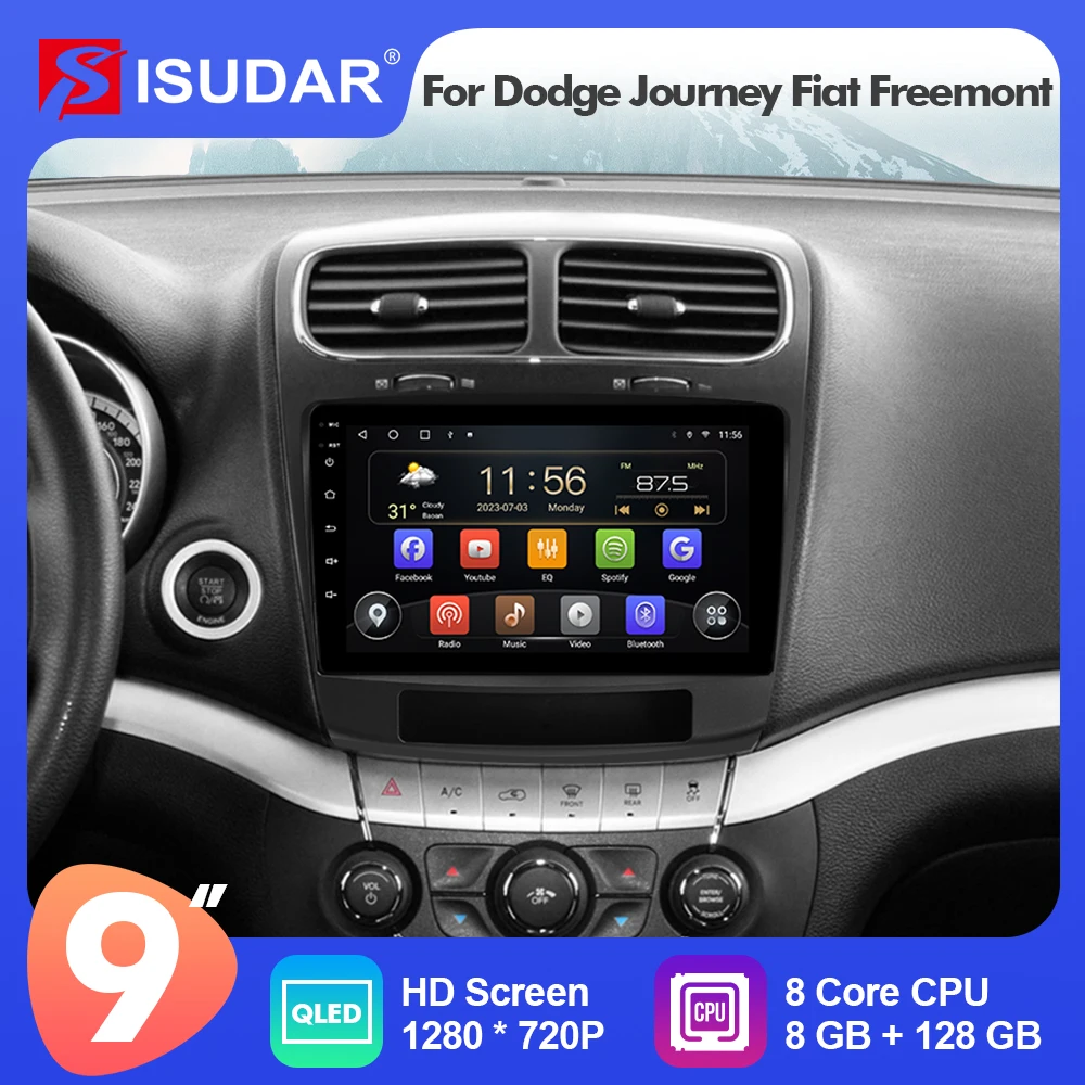 

9 Inch Isudar Android12 Car Radio For For Dodge Journey Fiat Freemont 2012-2014Carplay Auto Multimedia Player Stereo GPS No 2din