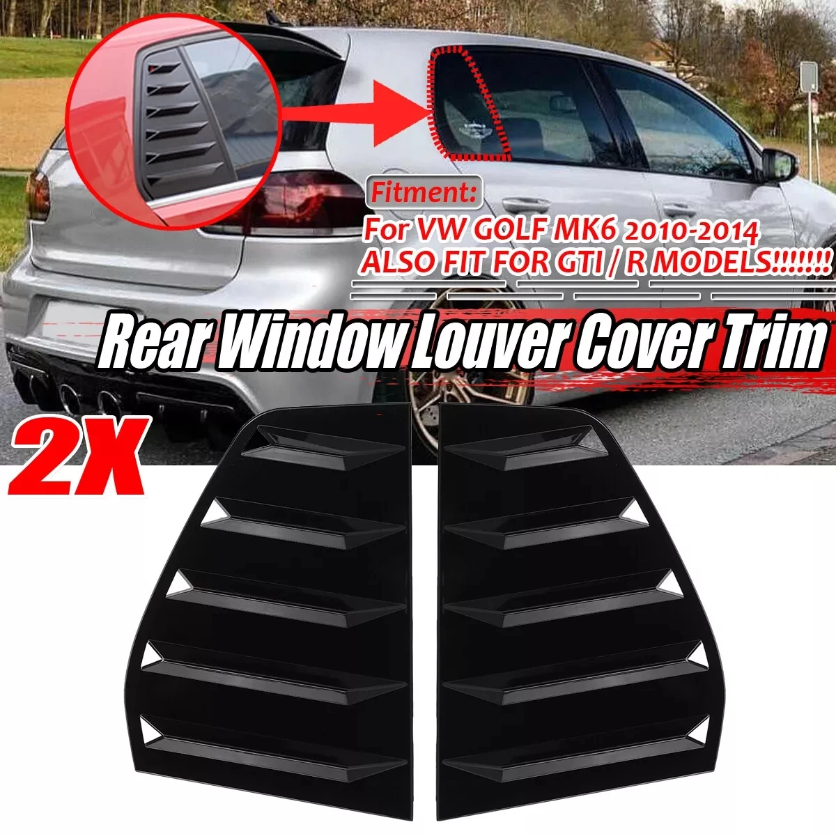 

For VW Golf 5 Golf 6 Golf 7 MK5 MK6 MK7 MK7.5 2003-2020 Rear Side Window Trim Spoiler 1Pair Window Shutter Cover Louver Air Vent