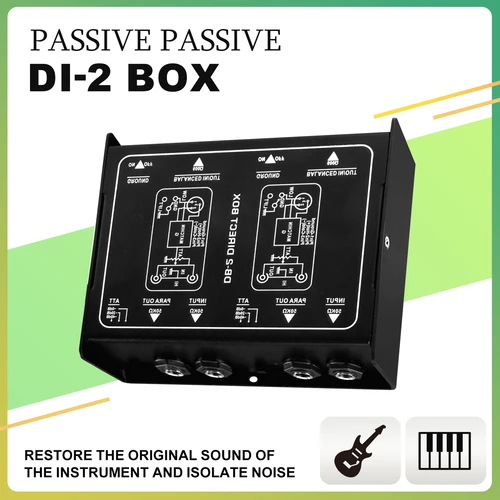 Imagen 1 del producto Convertidor de señal balanceado/desisquilibrado de caja DI pasiva de doble canal premium con puertos XLR y TRS