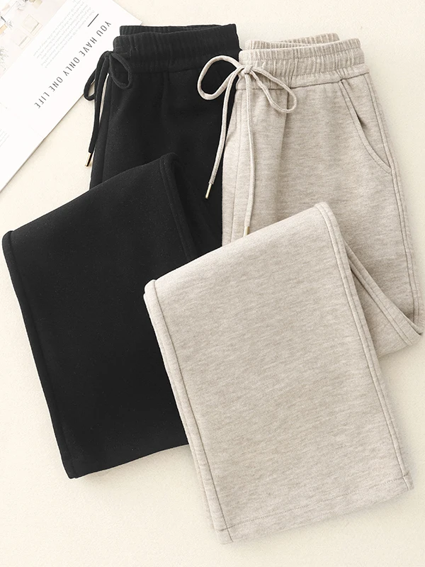 Pantaloni di lana a gamba larga a vita alta Pantaloni da donna autunno inverno con taglio dritto allentato casual drappeggiato Sle