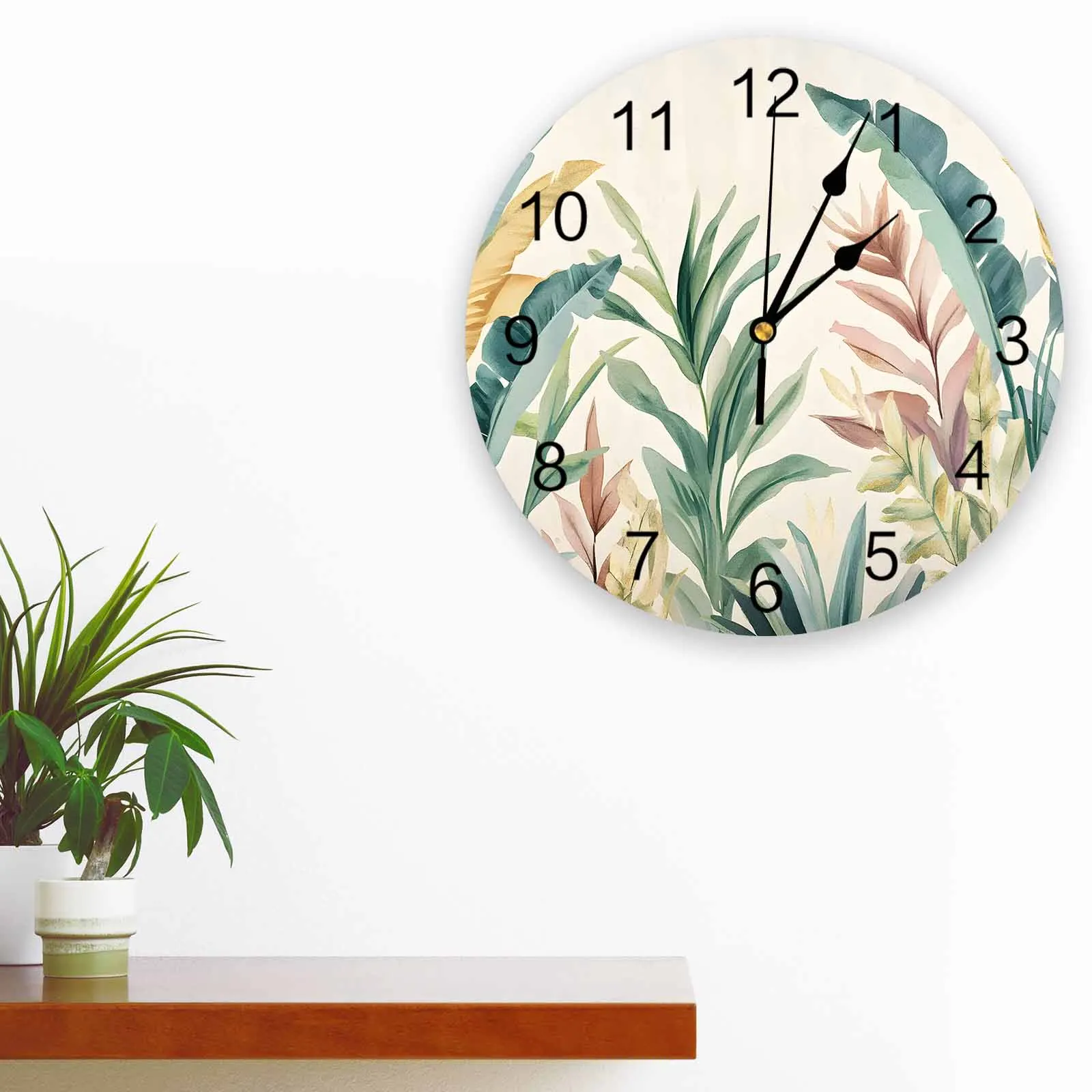 

Vintage Original Leaf Wall Clock Large Modern Kitchen Dinning Round Clocks Bedroom Silent Hanging Watch