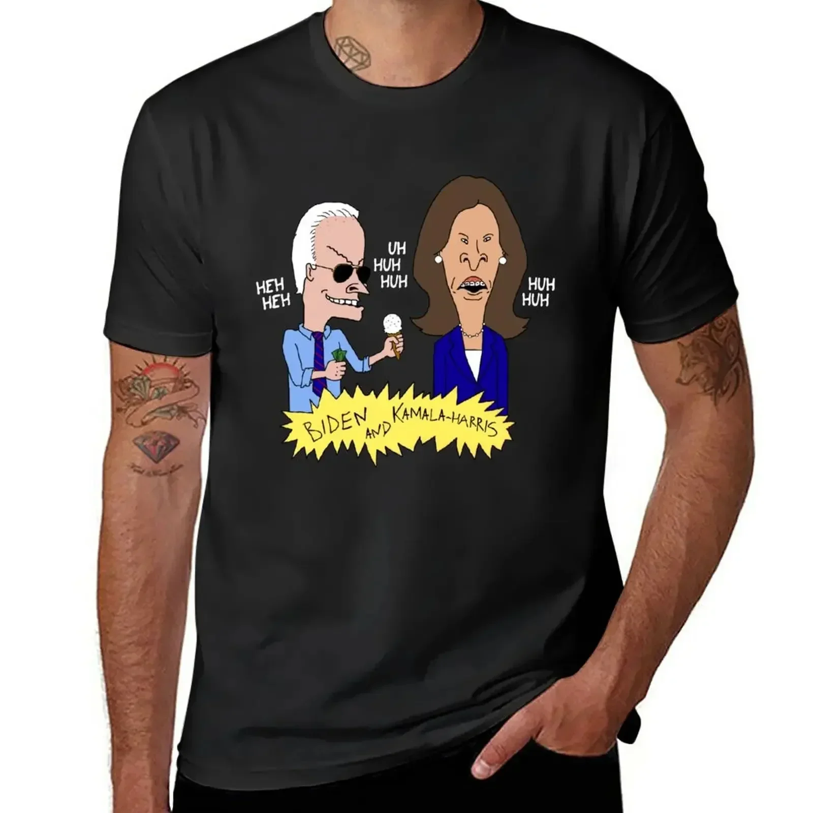 

Beavis and Butthead - Biden and Kamala Harris Parody T-Shirt Short sleeve tee tees designer t shirt menUnisex T-shirts for Men W