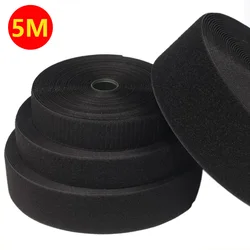 5Meter Sewing Fastener Tapes Non-Adhesive Hook and Loop Magic Nylon Fabric Strip For Sew on Accessories DIY 20/25/30/50mm Black