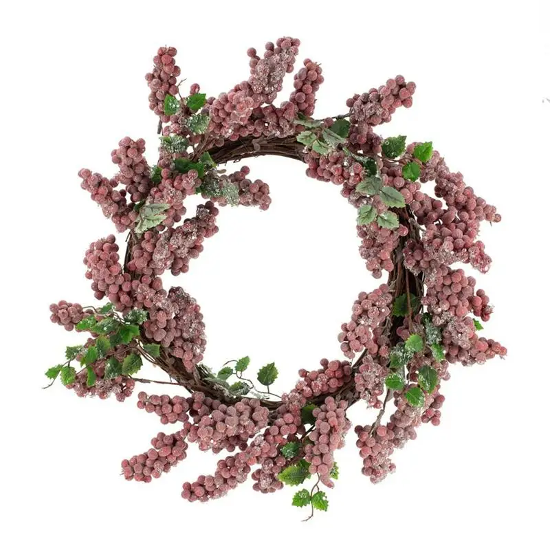 

Timeless Red Frosted Berry Wreath 18x18x4.5 inches - Elegant Seasonal Décor for Home or Office, Festive Holiday Decoration,