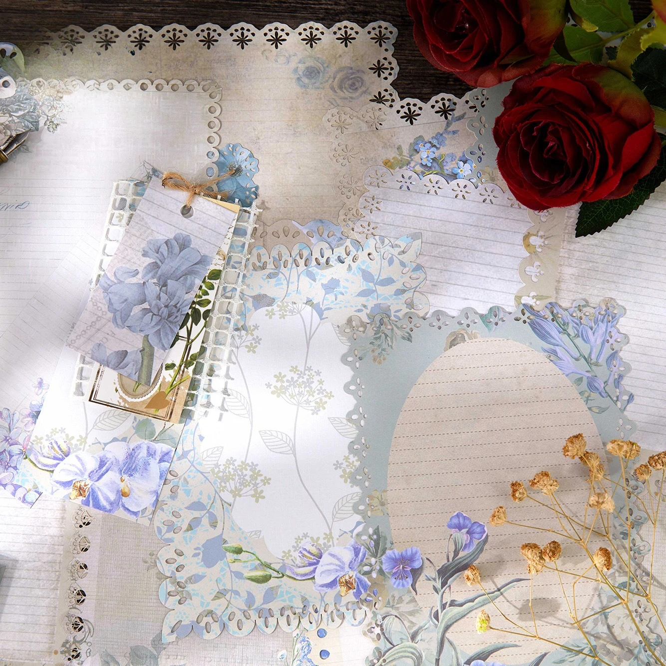 Vintage Baroque Lace Flower Border Landscape Material Paper Creative DIY Junk Journal Collage Scrapbooking Stationery