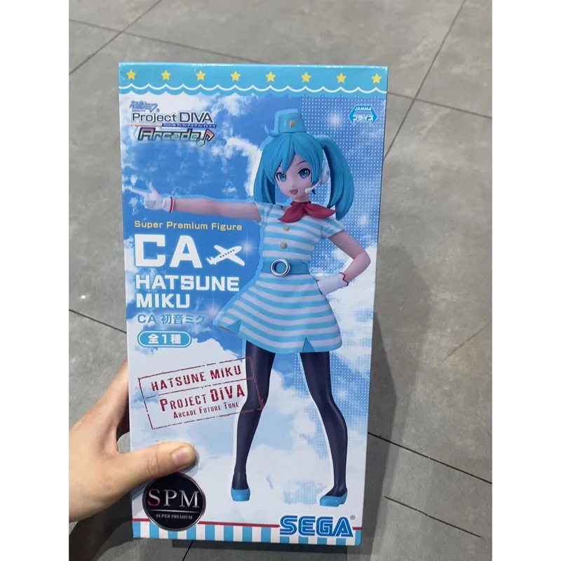 In Stock Original SEGA SPM CA Hatsune Miku Airline Stewardess Miku 18Cm Anime Action Figurine Model Collection Toy for Girl Gift