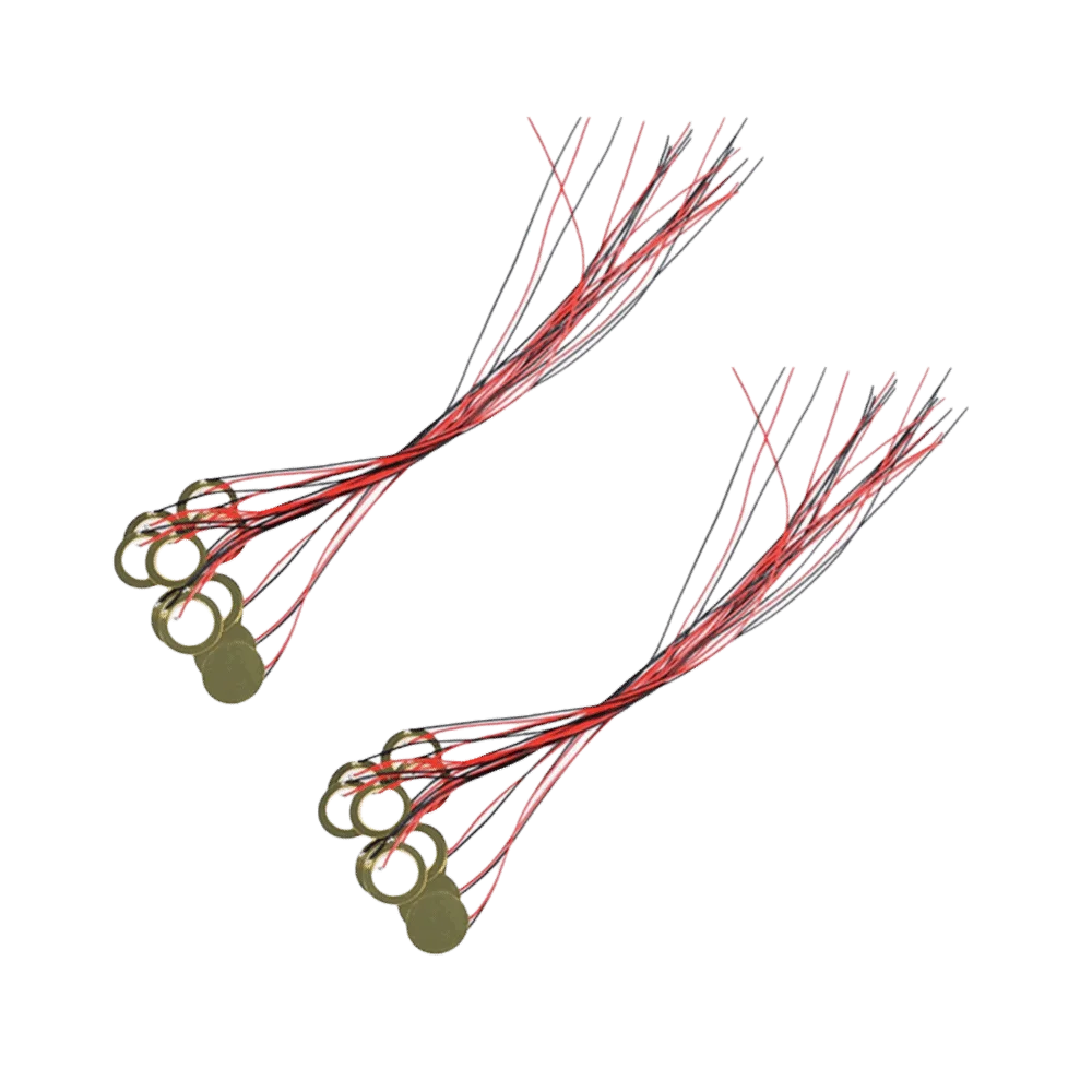 30PCS Disc Diameter: 27mm Piezo Pickup Thick 0.4mm Cord Length 330mm Sound Sensor Red+Black Brass Microphone Trigger Element
