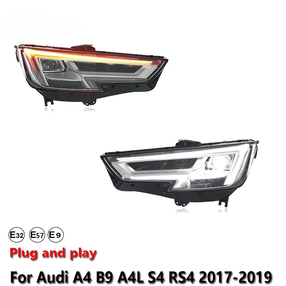 KQX Car Accessories Lamp Headlight Light For Audi A4 B9 A4L S4 RS4 2017-2019 DRL Projector Front Brake Turn Signal Lamp Plug And