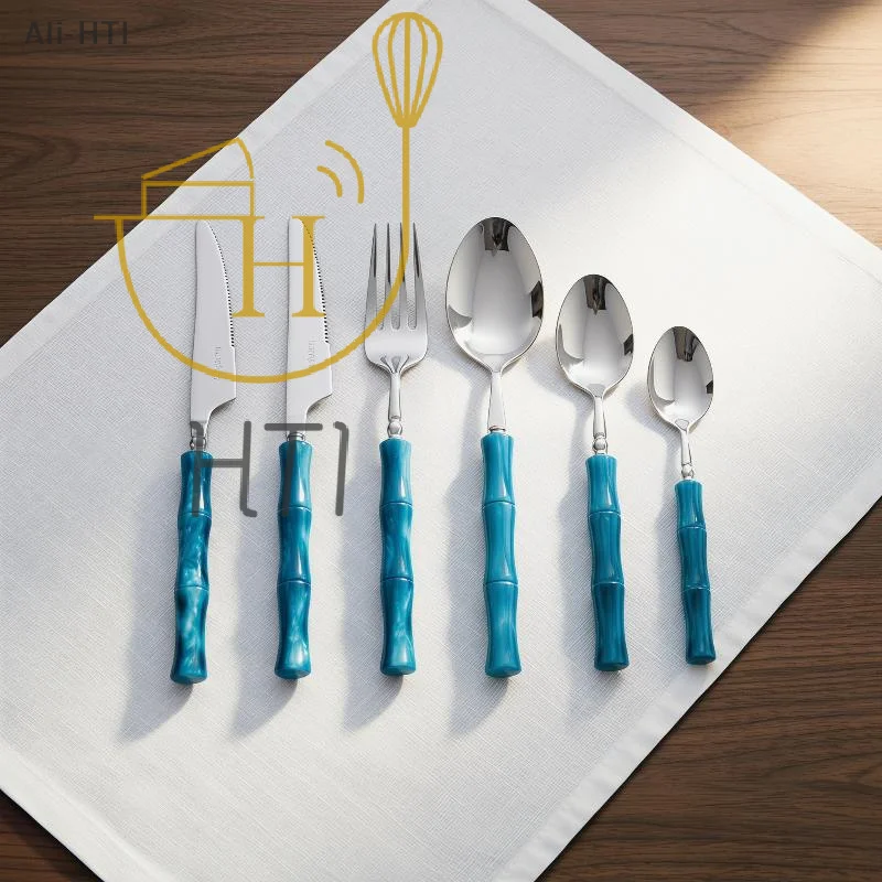 Practical Bamboo Handle Cutlery Set Stainless Steel Ideal for Home Kitchen and Special Dinners