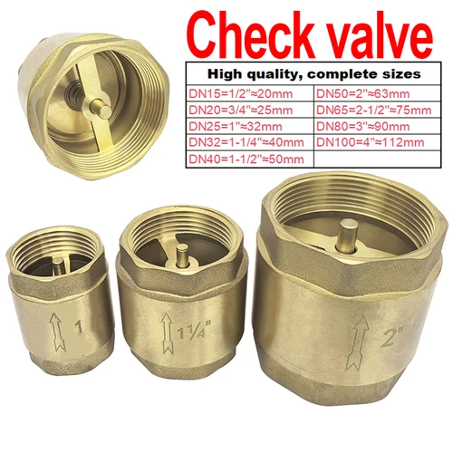 Imagen 1 del producto Válvula de retención de agua antiinversa gruesa de latón DN15 ~ DN100, rosca de tubo, tornillo interior liso, válvula de retención Vertical oscilante de resorte