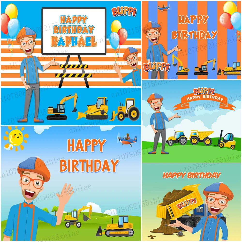 

Blippis Birthday Party Photo Background From 1st to 11th birthday Photo Backdrop Banner Baby Shower Photography Backdrop
