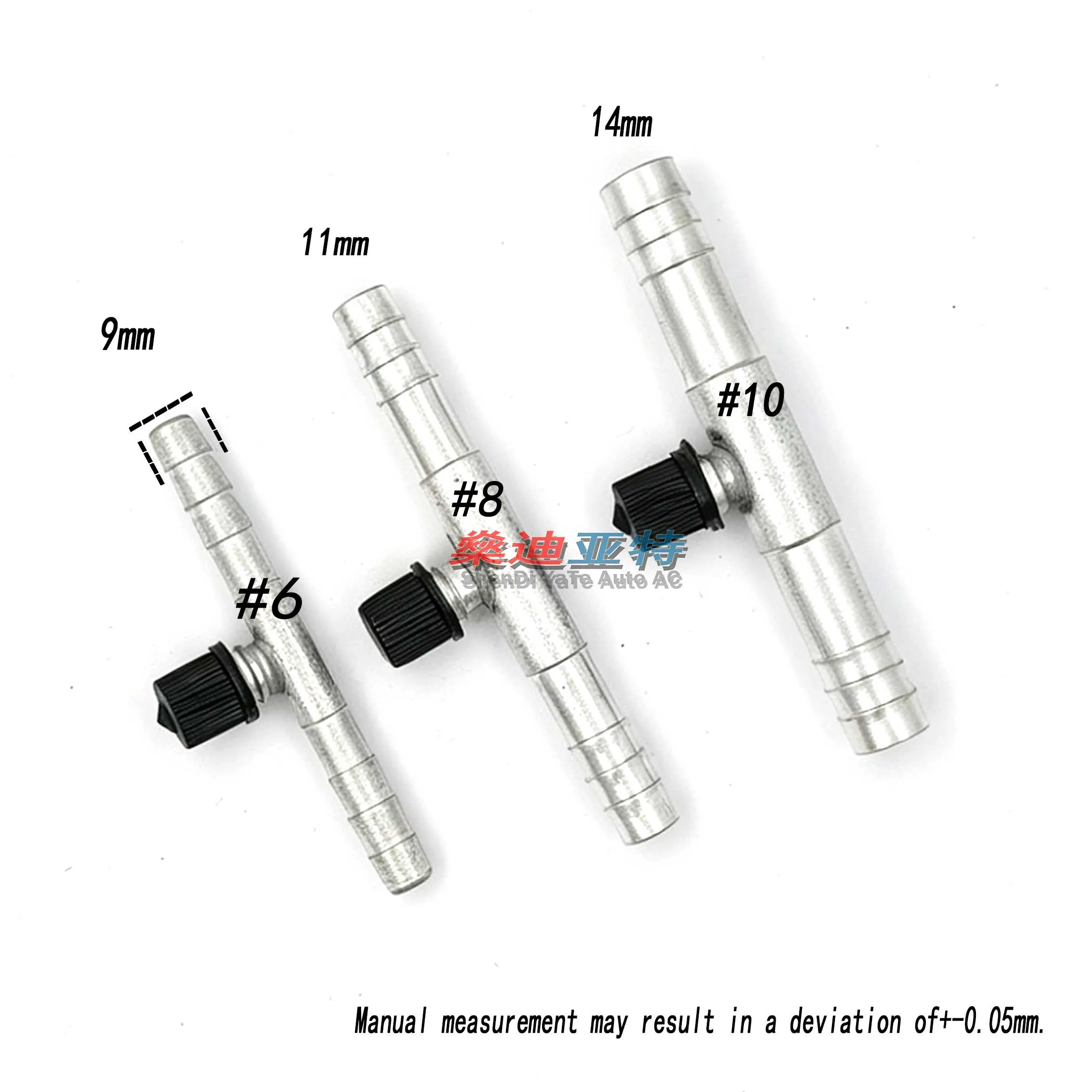 A/C Hose Pipe Joint Connector Barb Straight Two Way Splice Push In Fitting Aluminium with R12 Gas Nozzle and R134a Gas Nozzle