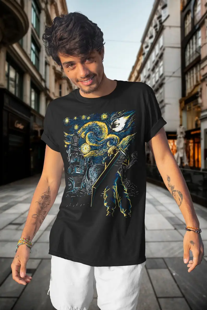 Starry Clouds Unisex Graphic Tee, FF Shirt, XIV Shirt, Artistic Shirt, Starry Nights Shirt