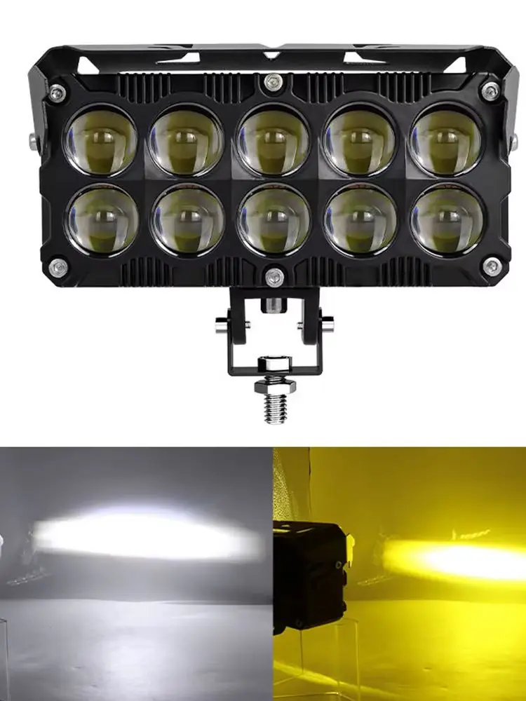 

Motorcycle LED Spot Light Dual Color Hi/Low Beam Fog Lamps with Fan for Car Trucks SUV UTV Lens Headlight Driving Light
