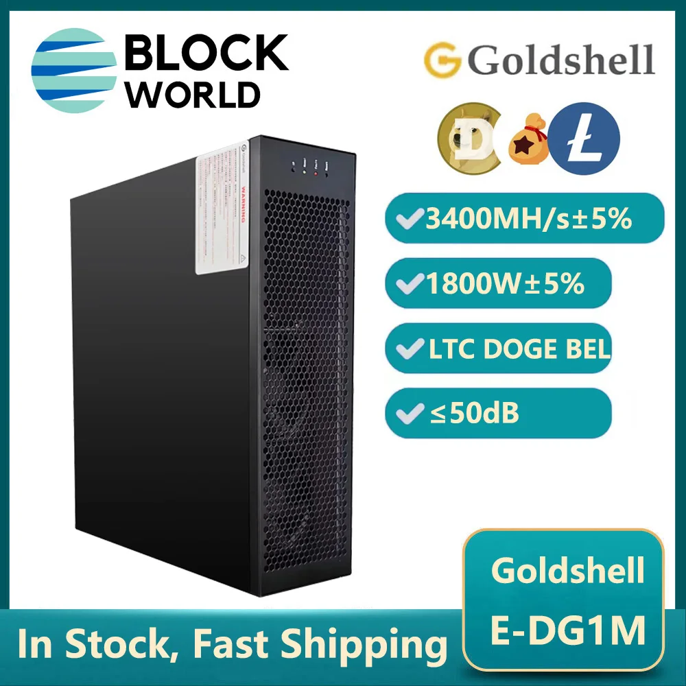 New Goldshell E-DG1M 3.4Gh/s 1800W Scrypt algorithms DOGE Mining Good For Home Use LTC BEL DOGE Miner EDG1M LTC Miner With PSU