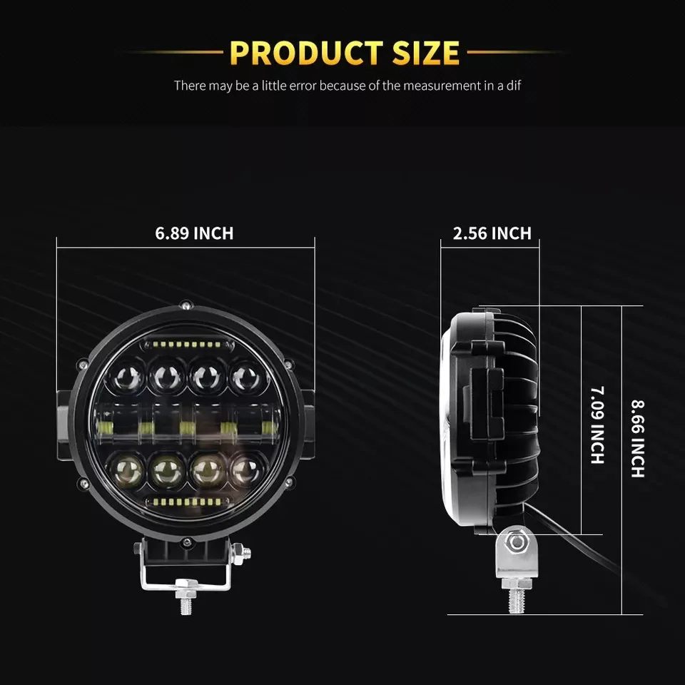 7 Inch 200W Round Spot LED Pods Light Bar High/Low Beam DRL Led Work Driving Lamp For Truck Jeep Off Road SUV ATV LED Headlight