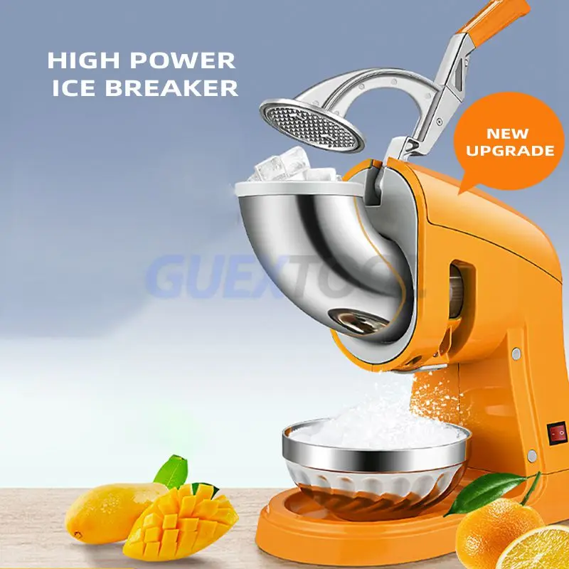 Commercial Shaved ice Low noise motor Double blade electric Shaved ice Stainless steel ice breaker Household ice breaker Milk te