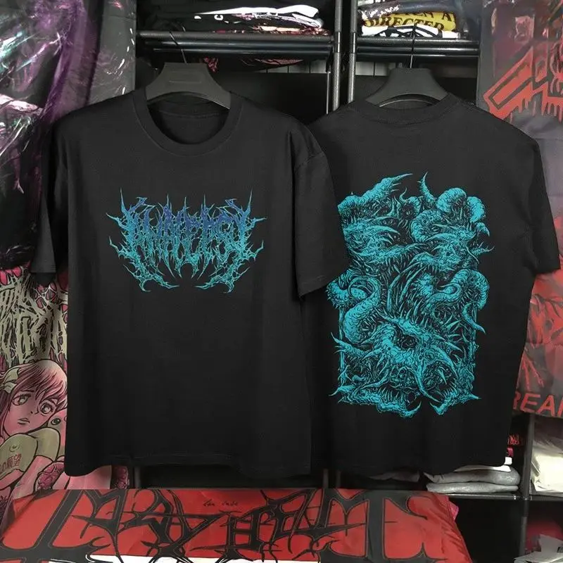 

Футболка с металлической лентой, мужская летняя модная уличная трендовая хлопковая удобная свободная мужская и женская одежда с короткими рукавами