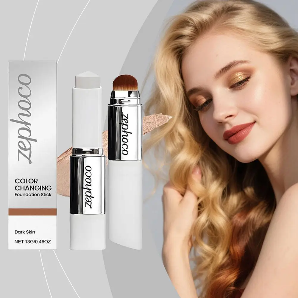 Barra correctora de base 2 en 1 con pincel, base que cambia de Color de doble cabezal, base hidratante iluminadora, maquillaje