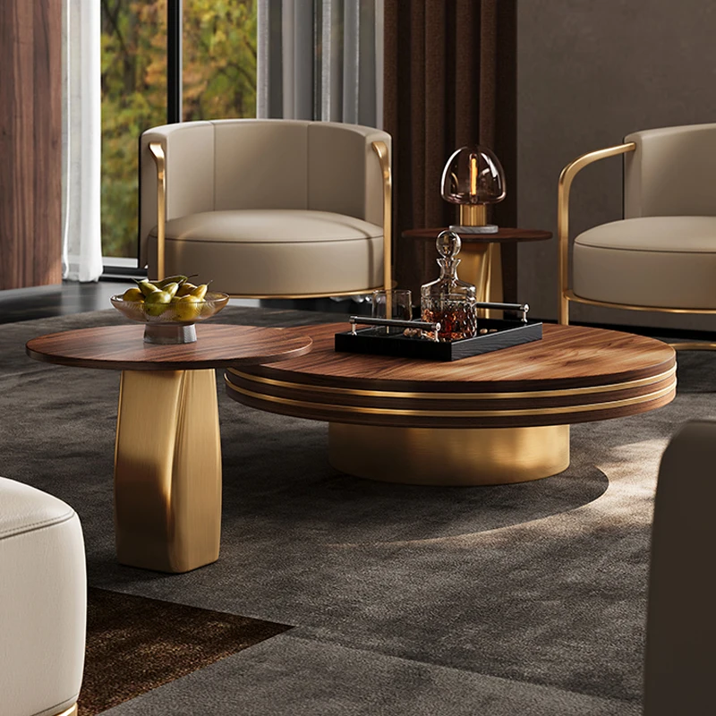 &c Minimalist Pandora Slate Round Combination Light Luxury Modern Home Small Apartment Advanced Coffee Table