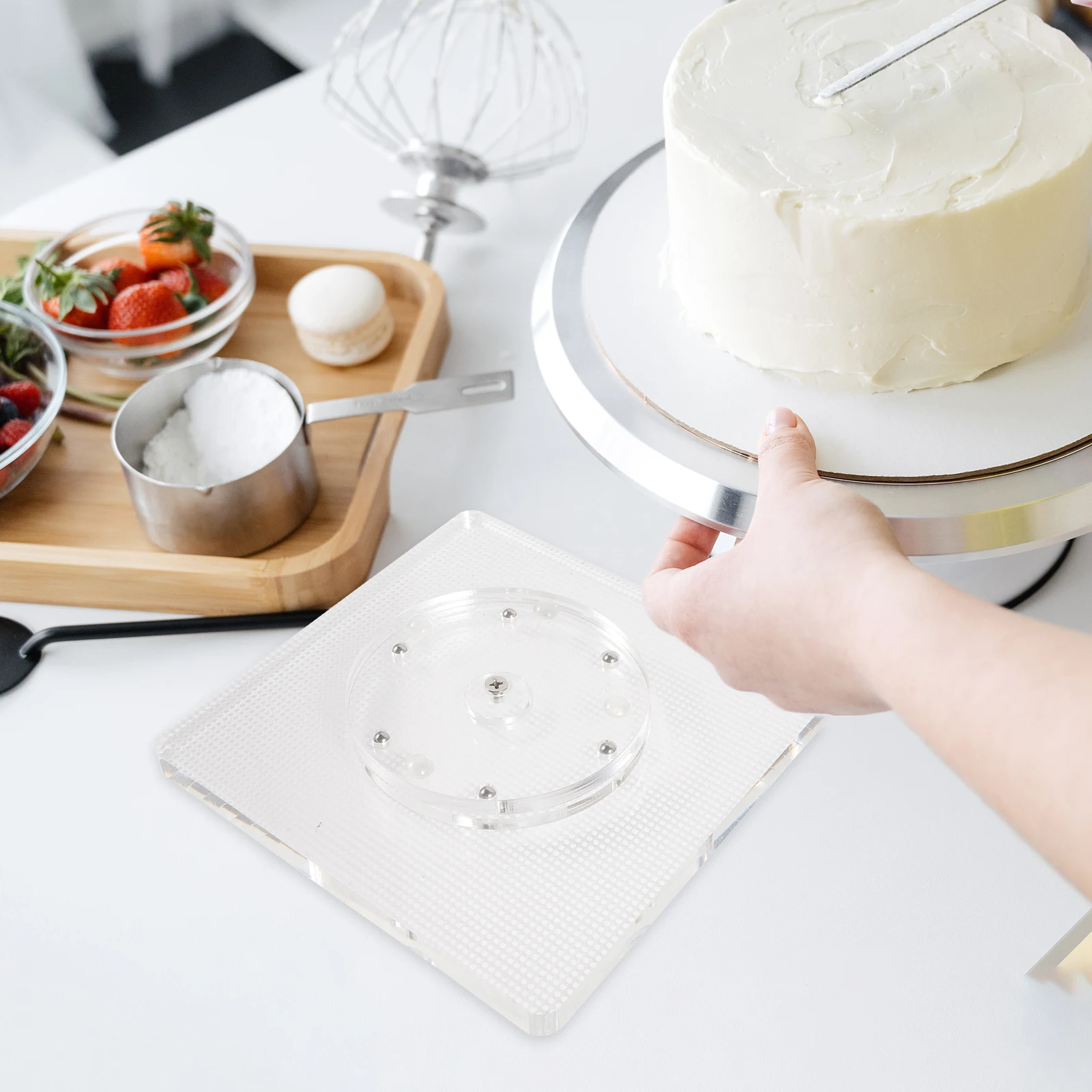 

Clear Acrylic Rotating Cake Turntable Cookie Decorating Platform Smooth Function for Cake Decorating Party Home Use