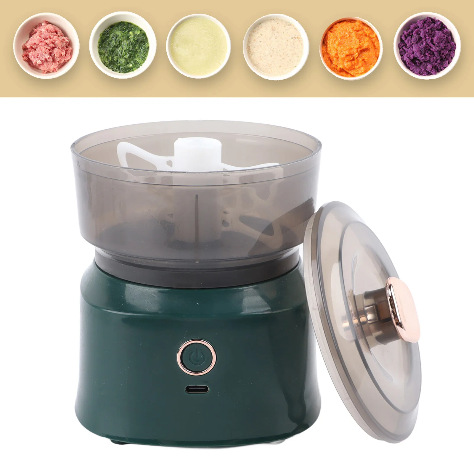 USB 충전식 300W 전기 고기 분쇄기 - 야채, 마늘, 고기, 휴대용 블렌더 및 마시용 다기능 식품 다지기