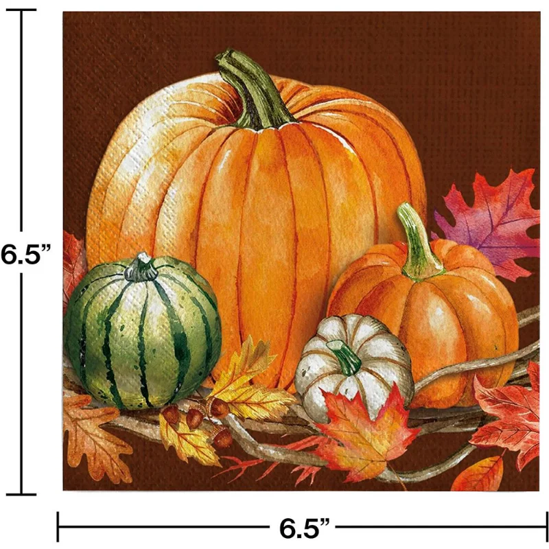 Tissue Paper New Thanksgiving Halloween Pumpkin Colourful Food Grade Printed Tissue Paper 33 Napkins 20pcs