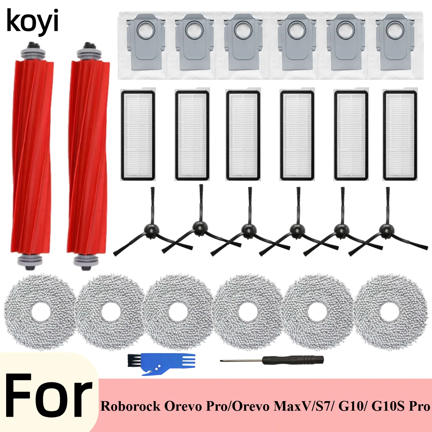 Roborock Q Revo MaxV/Q Revo S/Q Revo Pro Robot aspirador accesorio bolsa de polvo Cepillo Lateral principal filtro Hepa paños de