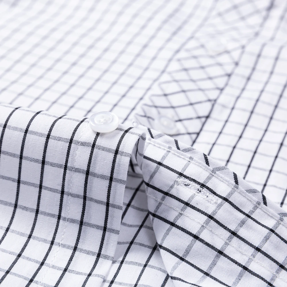 Men's British Casual Cotton Plaid Short Sleeve Shirt - Lightweight Summer Checkered Button-Up with Pocket For Daily Outerwear