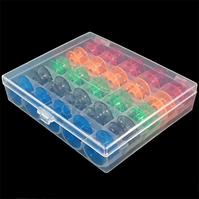 25Pcs Colorful Sewing Machine Bobbins Spools Empty Bobbins Spools Plastic Storage Box For Home Sewing Accessories Tools AA8275